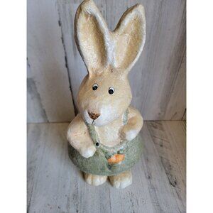 Vintage paper mache rabbit overalls‎ carrot Easter large home decor